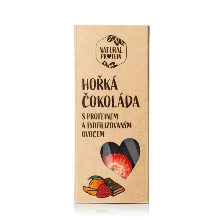 NaturalProtein Hořká čokoláda s proteinem a lyofilizovaným ovocem 30 g